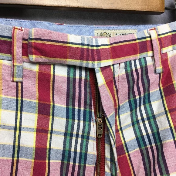 Polo Mens Plaid‎ India Madras Shorts sz 32 Red Green Classic Fit Cotton Quilted - Picture 9 of 9